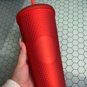 Reserved!!!!!Red studded soft touch tumbler